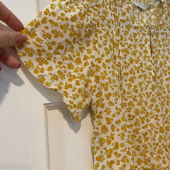 Lucky Brand Tulip Sleeve Yellow Flower Blouse Small - Picture 9 of 14